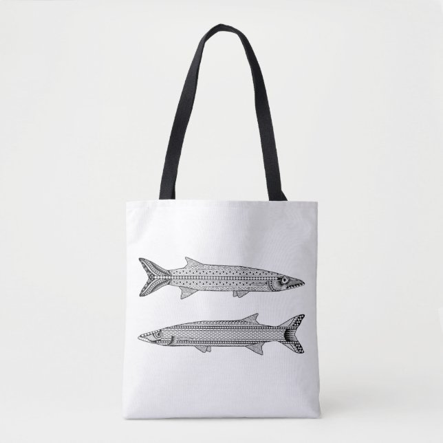 Tote Bolsa de Cheio de Coloração de Peixes Barracuda (Frente)