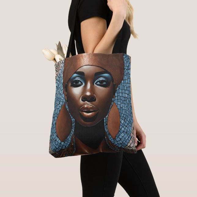 Tote Bolsa de Cobre Azul Mosiac (Close Up)