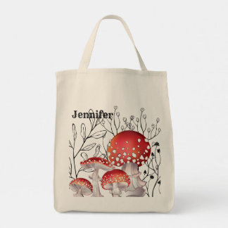 Tote Bolsa de Cogumelo Personalizado de Aquarela