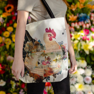 Tote Bolsa de Colagem de Mídia Mista de Frango