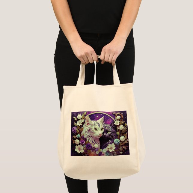 Tote Bolsa de compra com Ilustração de Cat (Frente (produto))