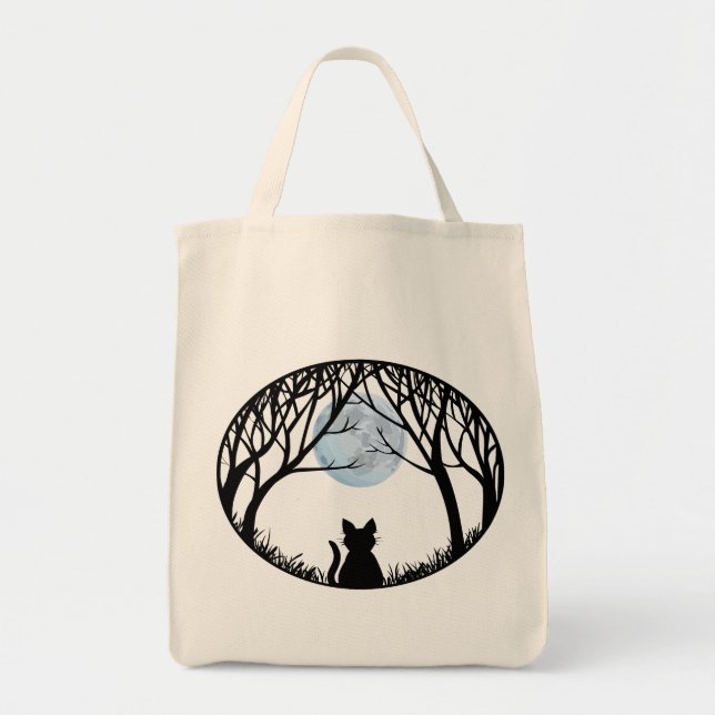 Tote Bolsa de compra de Gato de Gato de Gato Preto (Frente)