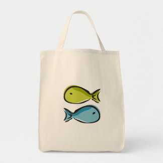 Tote Bolsa de compra de peixes e árvores