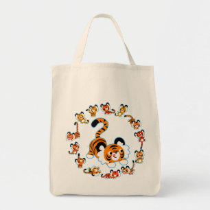 Tote Bolsa de compra de Tigres de Cartoon (Azul)