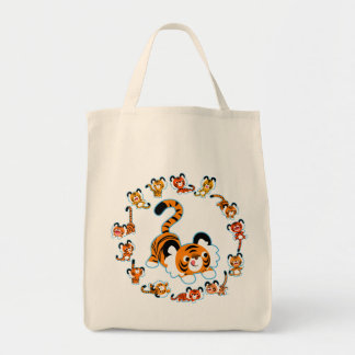 Tote Bolsa de compra de Tigres de Cartoon (Azul)