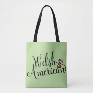 Tote Bolsa de compra Galês Americano Entwined Hearts
