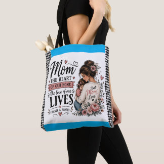 Tote Bolsa de Compras com Acento Xadrez Melhor Mãe do M
