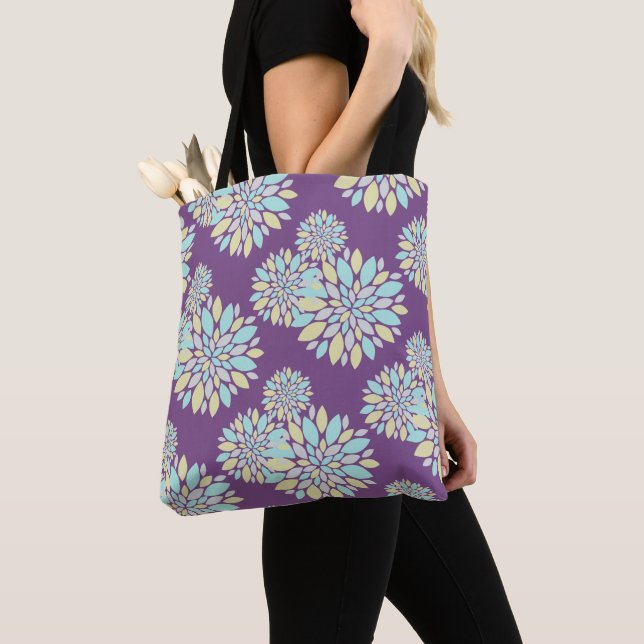 Tote Bolsa de Compras com Padrão de Flores Pétalas Past (Close Up)