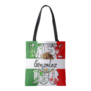 Tote Bolsa de compras da bandeira mexicana do México