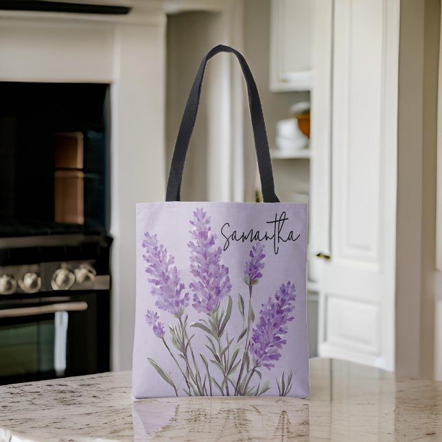 Tote Bolsa de Compras de Lavanda Personalizada para a M (teacher gift bag, bridesmaid tote, bachelorette party bag, bridesmaid proposal gift, graduation gift)