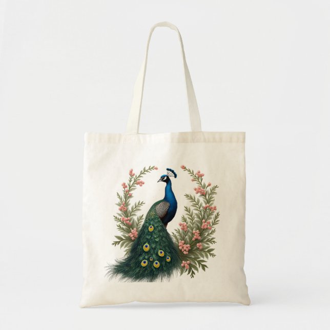 Tote Bolsa de Compras de Peacock Elegante (Frente)