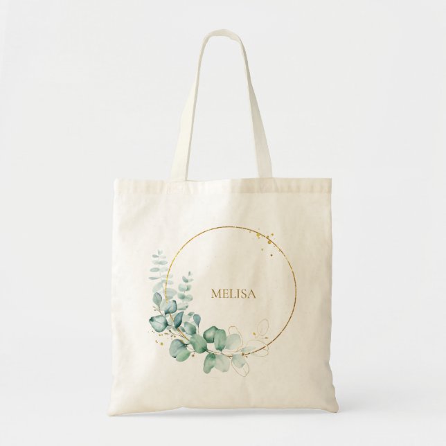 Tote Bolsa de Compras de Verdejante Ouro Botânico Eucal (Frente)