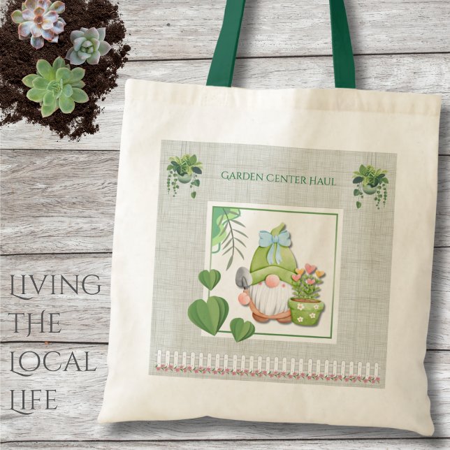 Tote Bolsa de Compras para Jardim com Tema de Gnomo Ver (Cultivate joy and carry your garden treasures in style with this charming gnome tote!)