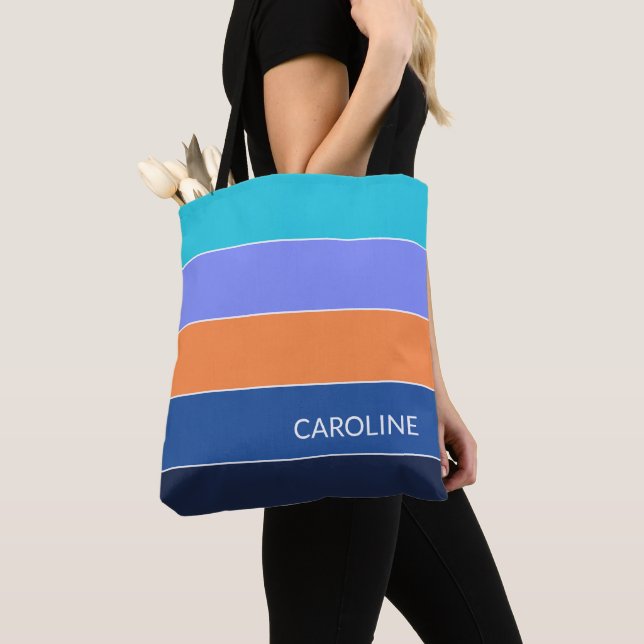 Tote Bolsa de Compras Personalizada com Listras  (Close Up)