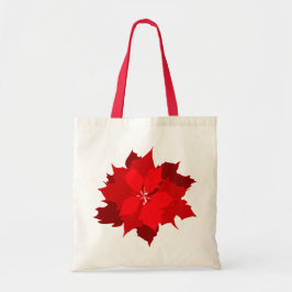 Tote Bolsa de compras sazonal gráfica de poinsettia nat