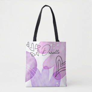 Tote Bolsa de Corações e Flores de Doodle Divertidos