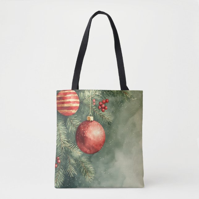 Tote Bolsa de Cores Vermelhas e Verdes Festivas (Frente)