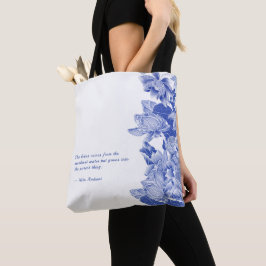 Tote Bolsa de Cota do Lotus Mandala Zen Azul Moderno