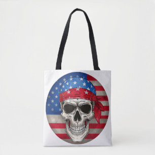 Tote Bolsa de crânio patriótico