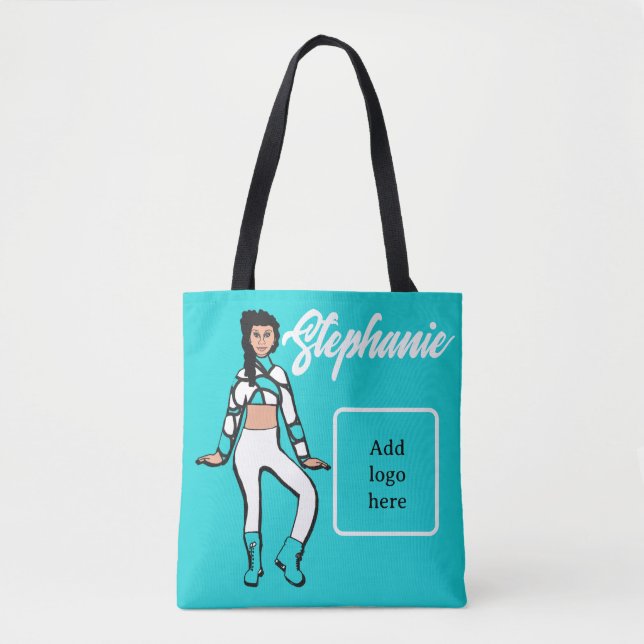 Tote Bolsa de Dançarino Personalizado ( Aqua White) (Frente)