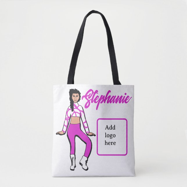 Tote Bolsa de Dançarino Personalizado ( Branco Fushia) (Frente)