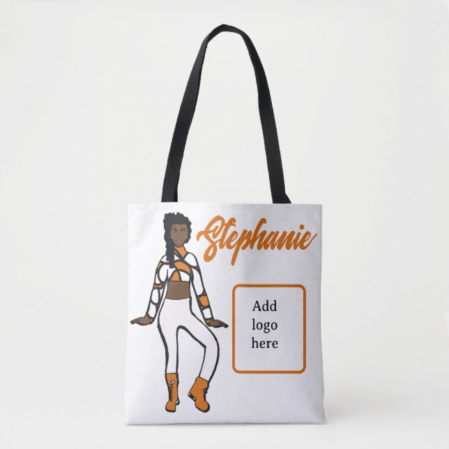 Tote Bolsa de Dançarino Personalizado (Branco Laranja) (Frente)
