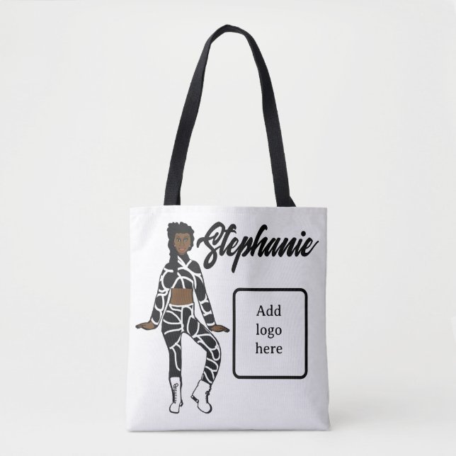 Tote Bolsa de Dançarino Personalizado (Preto Branco) (Frente)
