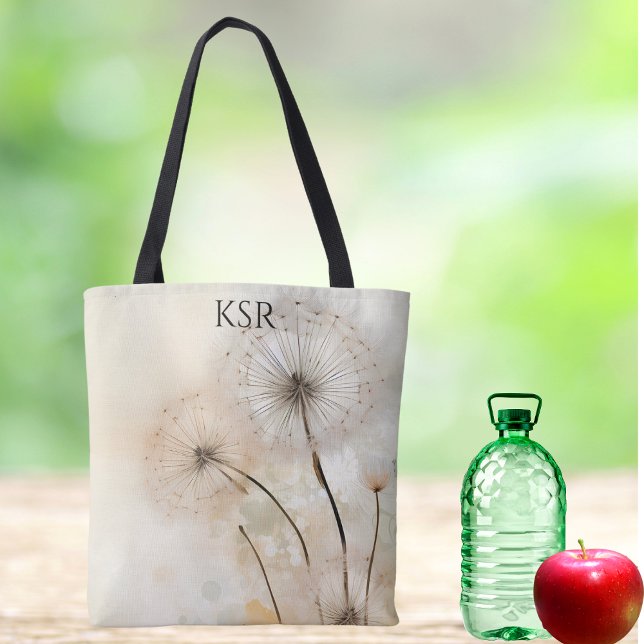 Tote Bolsa de Dandelion Wish Monograma (Criador carregado)
