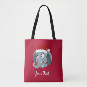 Tote Bolsa de desenho animado de elefante natalino
