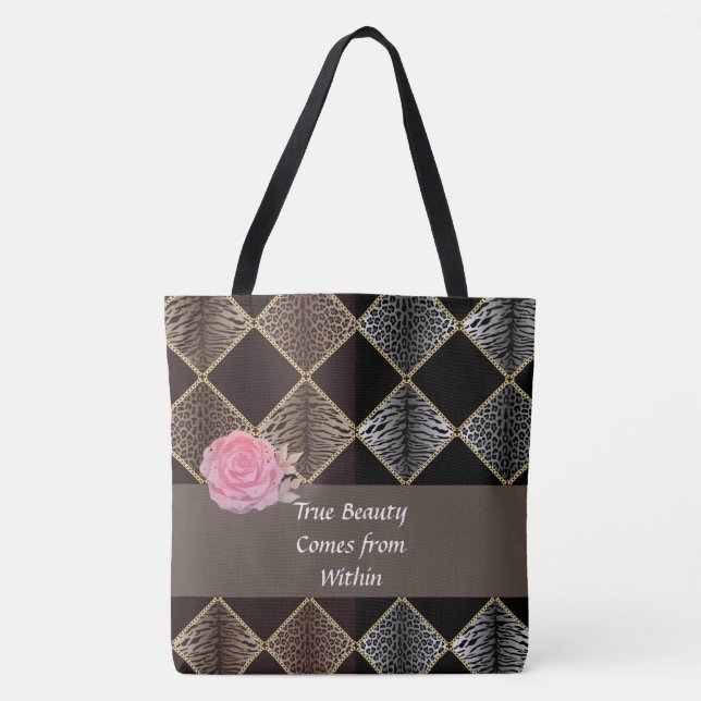 Tote Bolsa de Design de Diamante de Impressão Animal co (Frente)