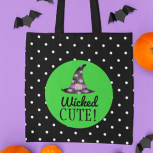 Tote Bolsa de Dia das Bruxas Verde e Preto Molhado