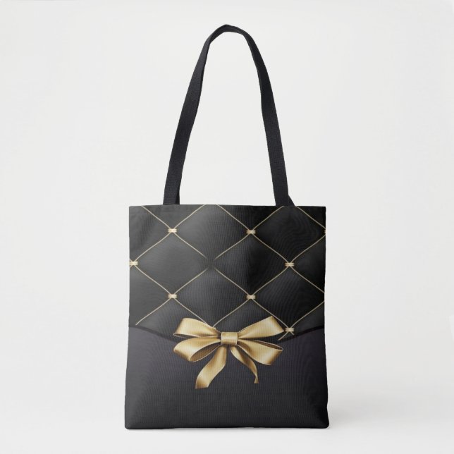 Tote Bolsa de Diamante Preto e Dourado (Frente)