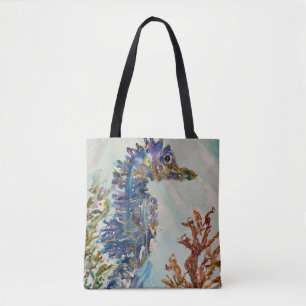 Tote Bolsa de dupla face de Watercolor Seacavalo