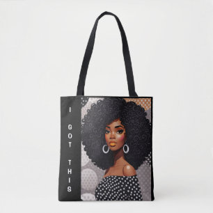 Tote bolsa de empoderamento afro-garota divertida