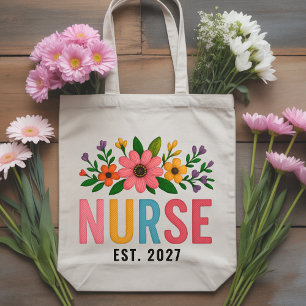 Tote Bolsa de Enfermeira de Flores Selvagens Personaliz