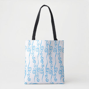 Tote Bolsa de espirais azuis