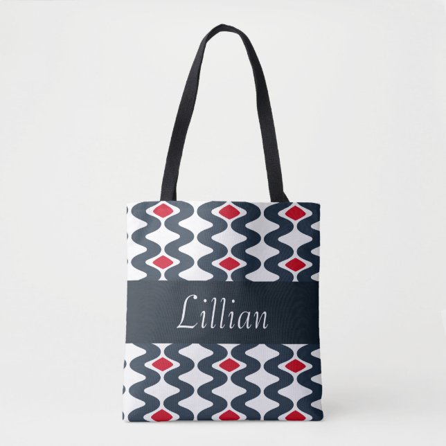 Tote Bolsa de espiral vermelho e azul (Frente)
