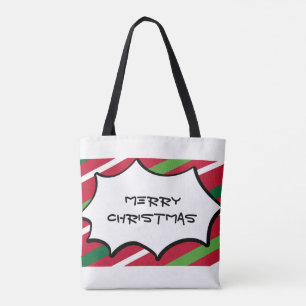 Tote Bolsa de faixa vermelha e verde