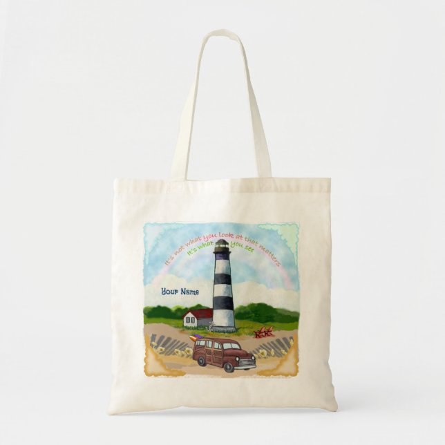 Tote Bolsa de Farol de Escolha Arco-Íris (Frente)