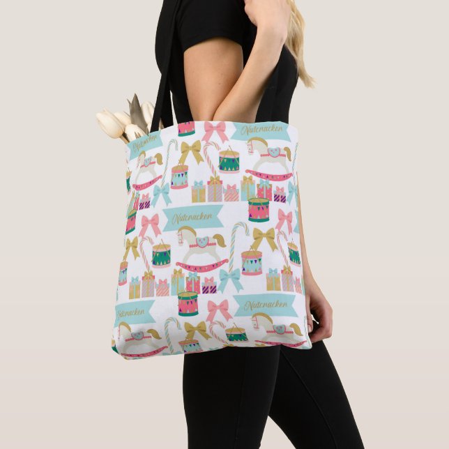 Tote Bolsa de Feriado do Pastel Nutcracker Toys (Close Up)