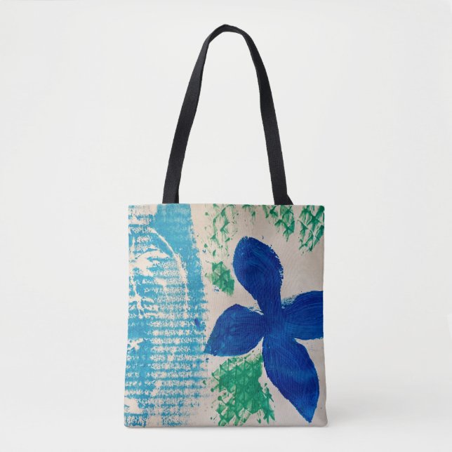 Tote Bolsa de Flor Azul (Frente)