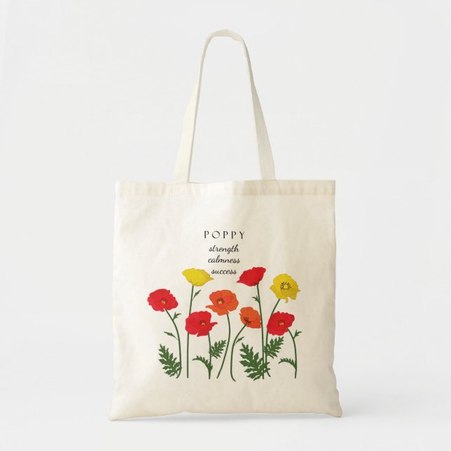 Tote Bolsa de Flor de Agosto Poppy Mês (Frente)