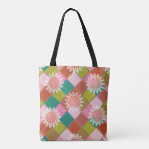 Tote bolsa de flor de margarida dos anos 70
