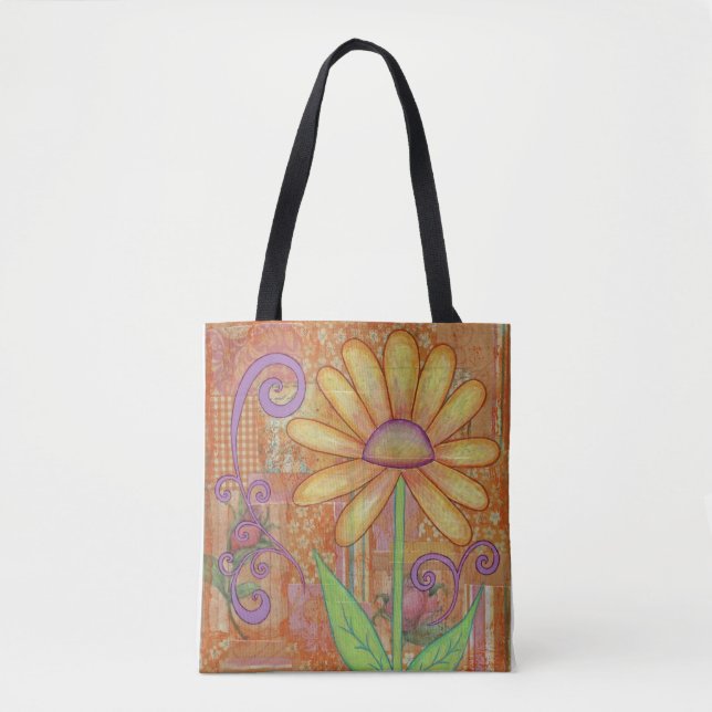 Tote Bolsa de Flor Laranja (Frente)