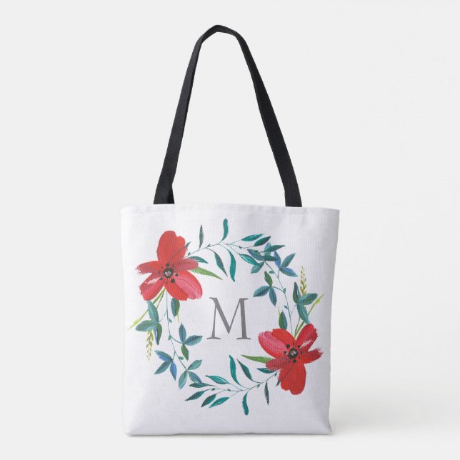 Tote bolsa de flor pintada personalizada personalizada  (Verso)