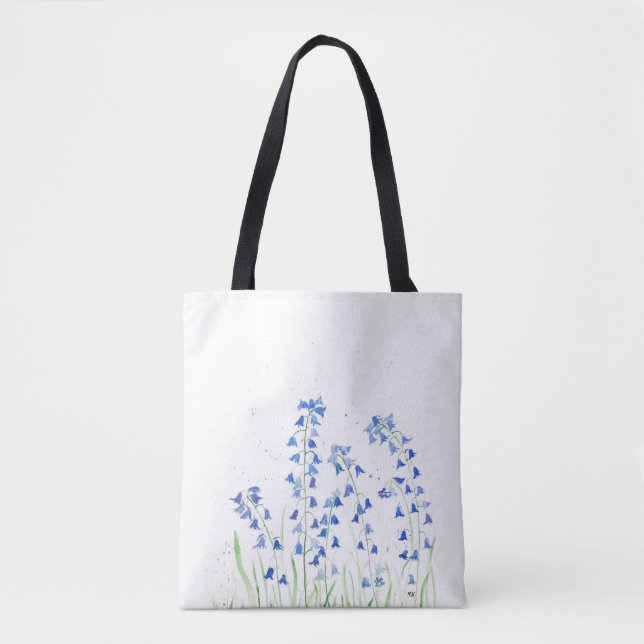Tote Bolsa de flores azuis (Frente)