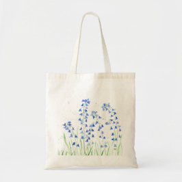 Tote Bolsa de flores azuis, pastel, azul