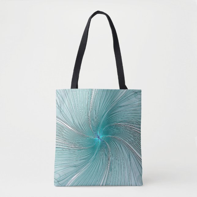 Tote Bolsa de flores de corda moderna aqua (Frente)