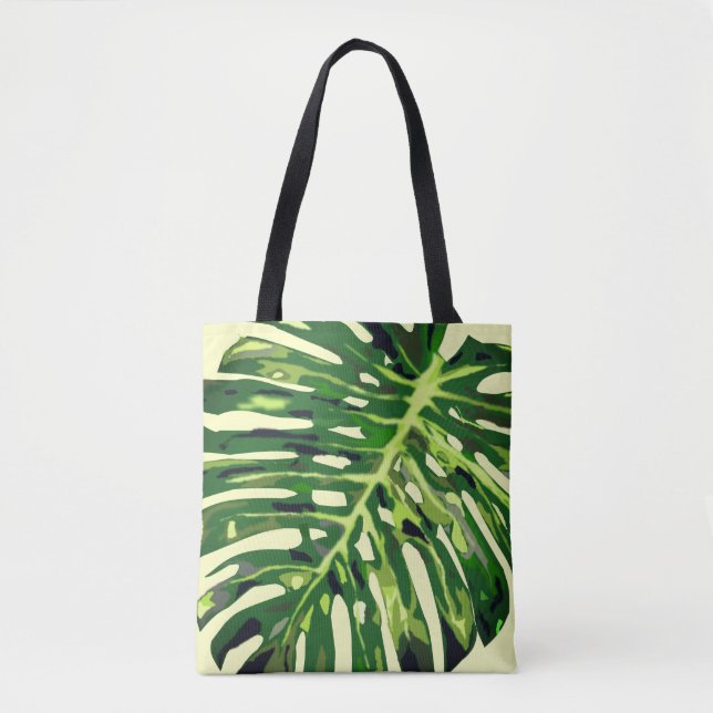 Tote Bolsa de Folha de Monstera Tropical de Ctossbody B (Frente)