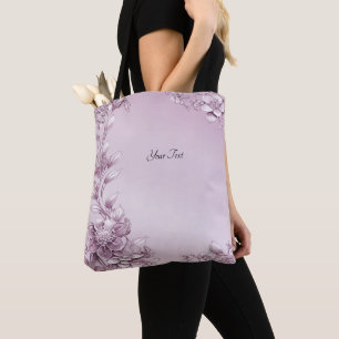 Tote Bolsa de Folhagem Floral Rosa
